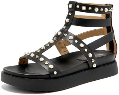 BEAU TODAY Gladiator Sandals for Women, Platform Studded Sandals Women, Comfortable Leather Walking Shoes, Ladies Summer Beach Shoes Dressy Casual Wedding