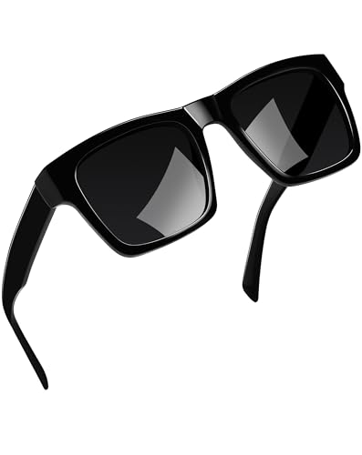 Joopin Acetato Gafas de Sol Polarizadas Negras Oscuras para Hombre Mujer Marco de TR90 Ligero Planas Rectangulares Clásicas Deportivas UV400 Protección