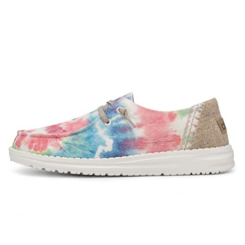 Image of HEYDUDE Women's Wendy Boho Mandala Tie Dye Size 11 | Women's Shoes | Women's Lace Up Loafers | Comfortable & Light-Weight