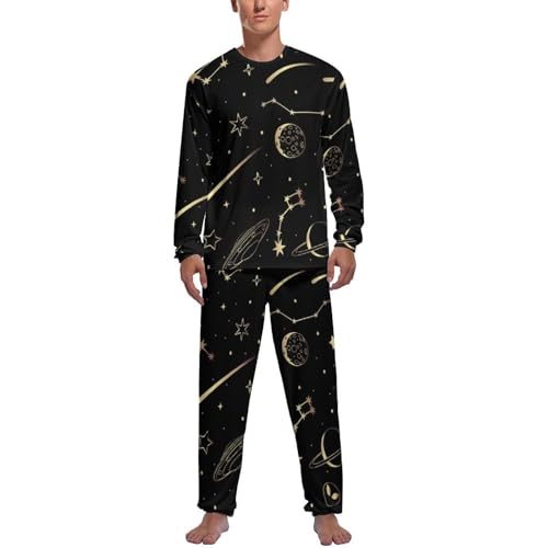 Pyjama homme fusée ciel étoilé : ensemble haut et bas manches longues