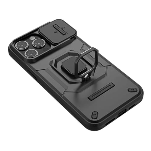 Image of SHINESTAR Tough Armor iPhone 14 Pro Max Bumper Back Case Cover | Ring Holder & Sliding Camera Shield Cover | 360 Degree Protection Back Case Cover for Apple iPhone 14 Pro Max (Black)