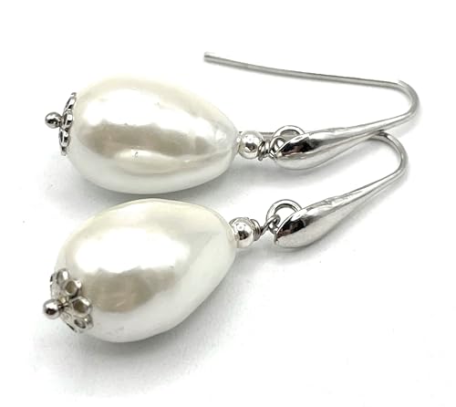 Boucles d'oreilles argent 925 anti-allergie avec perles baroques légères et élégantes - 9
