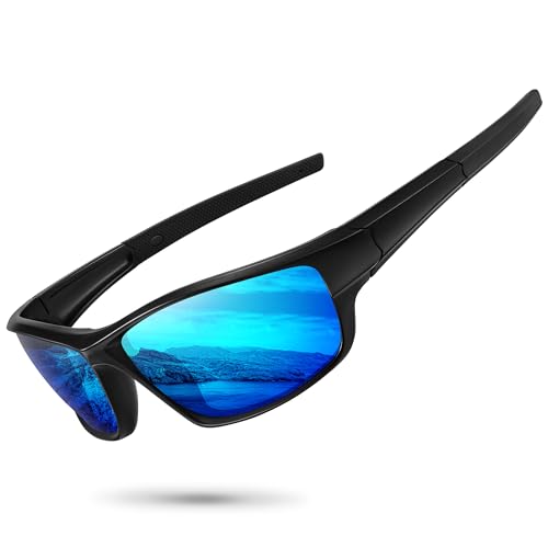 Image of Polarized Sports Sunglasses for Men Women Driving Cycling Fishing Wrap Around Sun Glasses UV400 Protection