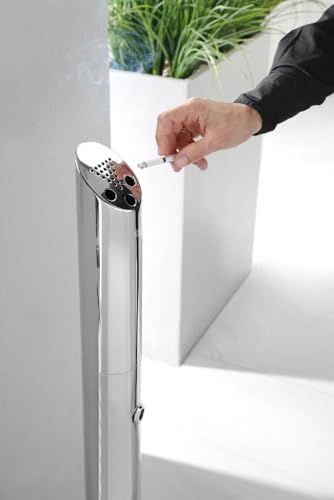 Posacenere Da Pavimento In Acciaio Inox - Design Moderno Con Base Larga E Apertura A Chiave Per Pulizia Facile - Foto 6