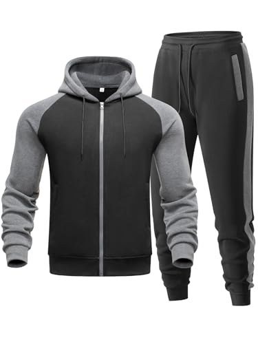 Men's Tracksuit 2 Pieces Set Zip Up Hoodie Sweatsuits Athletic Jogging Suit Set Casual Outfit with Pockets