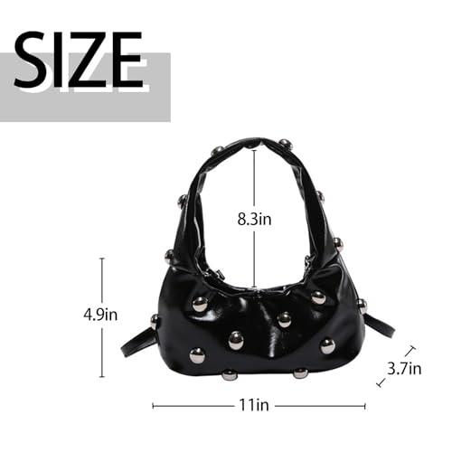 New women's handbag, Y2K crescent shaped leather bag, Burgundy wallet, punk body crossbody bag2