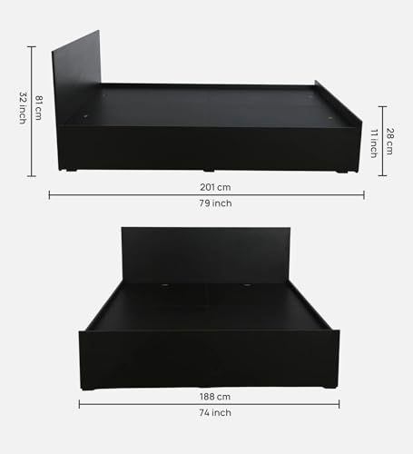 Image of Mintwud Pepperfry Persia King Size Bed in Wenge Finish | Premium Engineered Wood | Durable & Stylish | Spacious Box Storage for Organized Living | Modern Bedroom Furniture