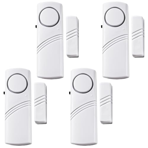 4 Pcs Door Window Alarm,Home Magnetic Burglar Alert Sensor,Loud Door Alarms for Kids Safety,DIY Protection Burglar Bell Alarm for Home,Office Security