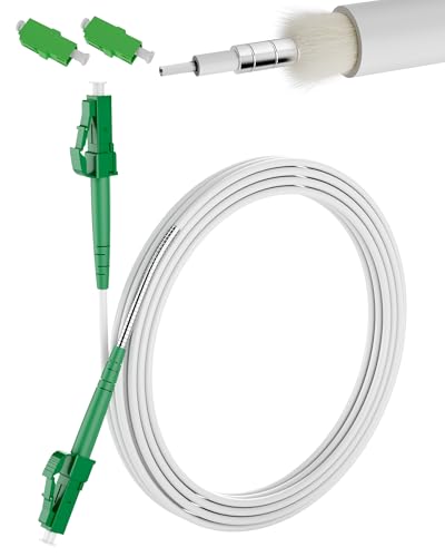 VANDESAIL 12m(40ft) LC/APC to LC/APC Fiber Optic Internet Cable, Armored Single Mode Simplex OS2 Patch Cable, 9/125μm LSZH for FTTH & SFP, White VANDESAIL 12m(40ft) LC/APC to LC/APC Fiber Optic Internet Cable, Armored Single Mode Simplex OS2 Patch Cable, 9/125μm LSZH for FTTH & SFP, White