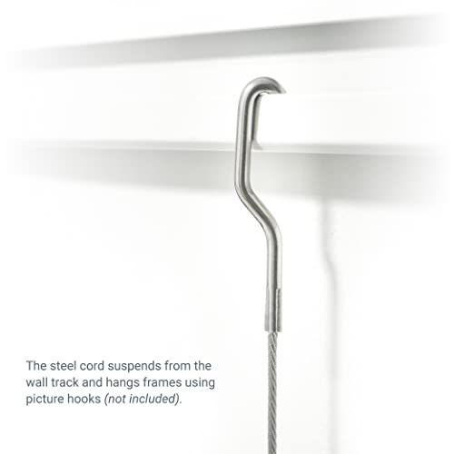 Image of Steel Picture Hanging Cord 2mm Diameter 72-Inch with Large Hook - Compatible with TR101 Wall Track Picture Hanging System - Supports Up to 28 lbs - 5 Pack