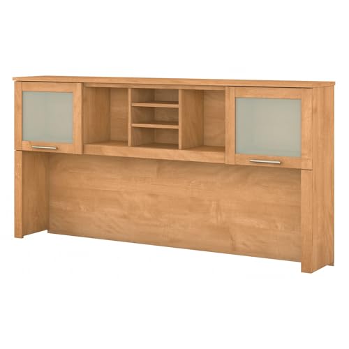 Bush Home Somerset 72W Desk Hutch in Maple Cross, Attachment with Shelves and Cabinets for Home Office