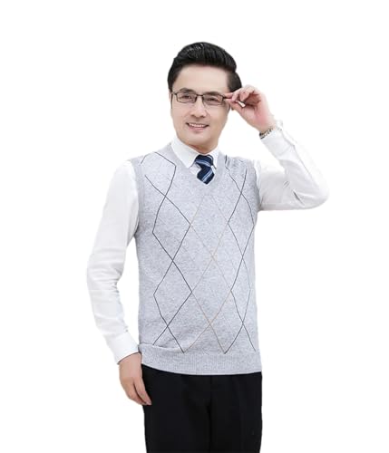 Men's Wool Plaid Sweater Vest Knitted Sleeveless Pullover Casual Waistcoat Outwear Tops
