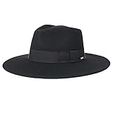 10 cm Krempe Brixton Damen Joanna Filzhut Hut, schwarz, X-Small