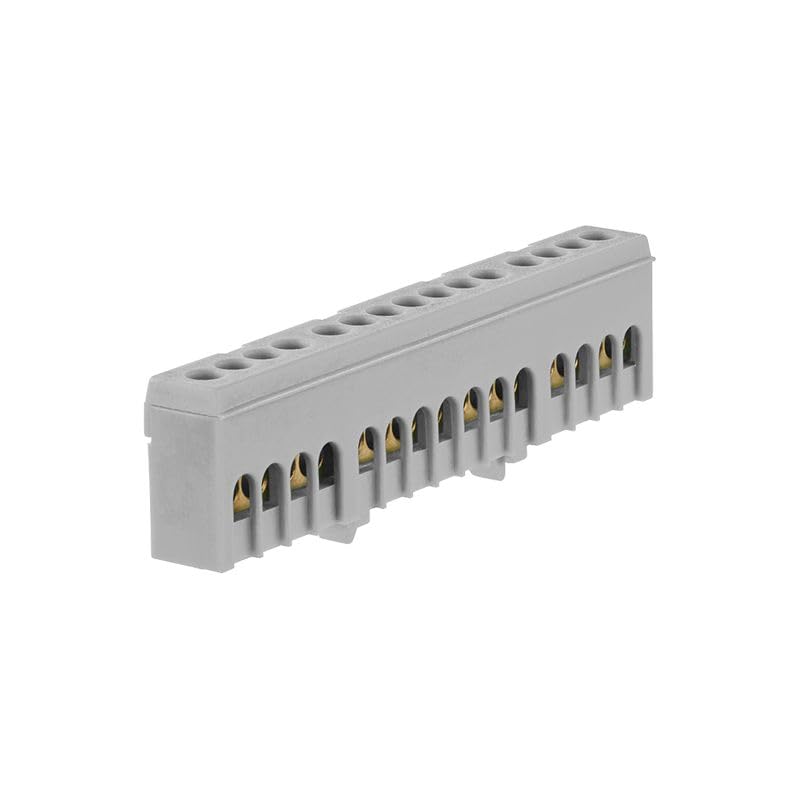 Bornier de phase isolé gris 15 bornes pour câble de 1,5 à 16mm² - rail DIN - MOREK