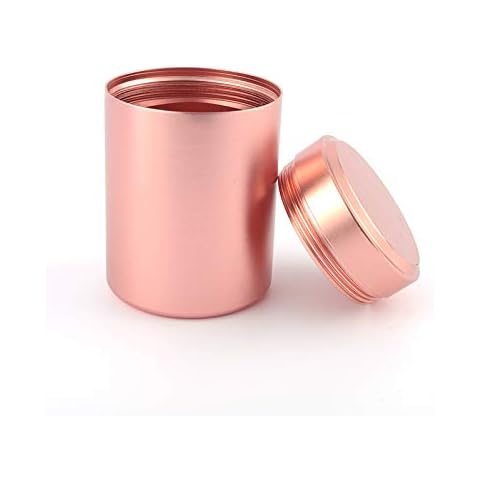 iSnuff Airtight Jar Case - Safe Proof Durable Multi-Use Portable Metal Spice Jar Container. Waterproof Aluminum Screw-top Lid Lock Odor Case (Rose Gold) Cover