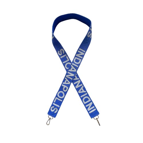 Lashicorn Indianapolis Blue Beaded Purse Strap White Letters 49” Pro Football Stadium Approved Clear Bag Colt Gold Hardware Sports College Indiana Gifts Fans Game