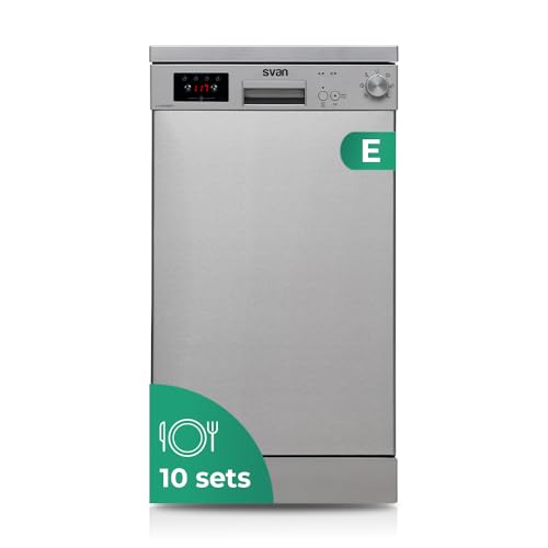 Svan Lavavajillas Inox, Libre Instalación, SJ104501EDX. 10 Cubiertos, 2 Bandejas, 6 Programas, Control Electrónico, Función Stop&Go, Eficiencia Energética Clase E