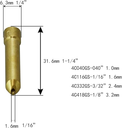 Image of RIVERWELD TIG Short Wedge Collet 4C116GS 1 /16 inch 1.6mm 10pcs | Fit DB SR WP 17 18 26 TIG Welding Torch