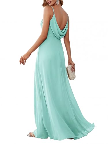 Image of Ever-Pretty Women's Summer Backless Spaghetti Strap Chiffon Bridesmaid Dresses Empire Waist Formal Wedding Guest Dress