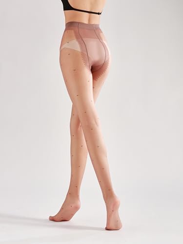 Image of Sahabowi Women Sheer Tights, High Waist Pantyhose, Vintage Control Top Stockings(Patterns Colourful), Pantyhose5