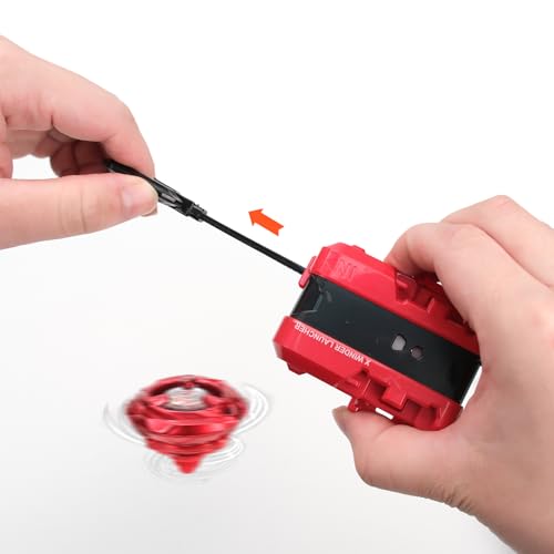 image for DEZAWRTY Gyro X Set, 4 Right-Spin X Tops and 2 Launchers, Newly Upgrad