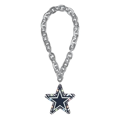 Zubaz x NFL Big Logo Oversized Football Fan Chain Necklace 35 Team Color Chain with Zebra Print Details Dallas Cowboys