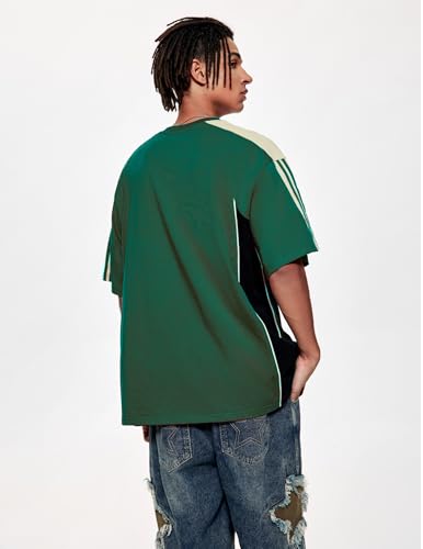 Vamtac Oversized T Shirt Classic Vintage 90s Contrast Color Graphic Tees Streetwear Racing Speedway Tops Unisex