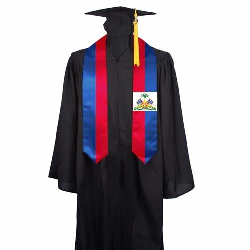Haiti Flag Graduation Stole Sash, Haiti Flag Graduation Shawl Sash Stole Wraps Scarf For International Study Pride Women Men
