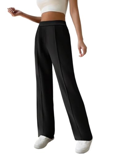 Women's Straight Leg Pants Strech Business Casual Pants High Waisted Work Dress Office Trousers with Pockets