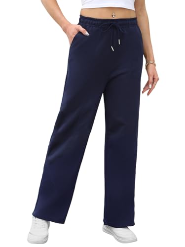 Womens Wide Leg Sweatpants Lounge Pants Baggy Straight Leg Pants Drawstring Athletic Flared Joggers with Pockets