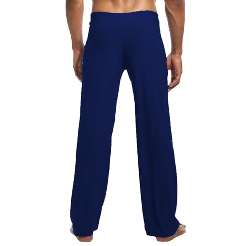 Men's Cool Ice Silk Yoga Pants Lounge Sleepwear Elastic Drawstring Sleep Bottom2