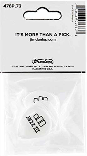 Dunlop 478 TORTEX White JAZZ III Picks (12-Pack) 0.73 mm - Les Beatles, Paul McCartney, John Lennon, RIngo Starr, George Harrison Dunlop 478 TORTEX White JAZZ III Picks (12-Pack) 0.73 mm – Image 6
