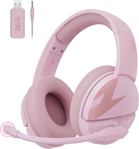 Image of acer Wireless Gaming Headset, PS5 Headset with 2.4GHz for Ps5, Ps4, PC, Switch, Bluetooth 5.3 + 100Hrs Gaming Headphones with Noise Canceling Mic for Laptop, Mobile, Mac, 50mm Drivers (Pink)