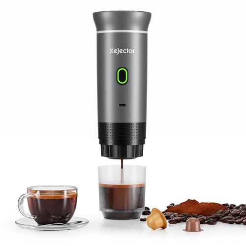 kejector Tragbare Kaffeemaschine, Espressomaschine für unterwegs, Nano-Auto-Kaffeemaschine, kompatibel mit gemahlenem Kaffee, Kapsel für Wohnmobil, Wandern, Camping, Büro,...