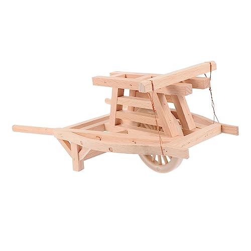 ifundom Miniature Wooden Wheelbarrow Set Ancient Style Decorative Cart Model for Boys and Girls
