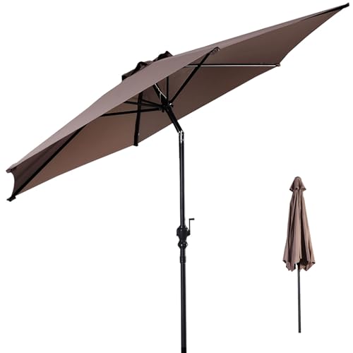 GOPLUS Sonnenschirm 270cm, Gartenschirm beidseitig um 35° knickbar, Terrassenschirm mit Kurbel,...