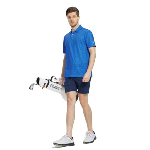 Image of M MAELREG Mens Golf Shirt Short Sleeve Dry Fit Print Moisture Wicking Performance Patterns Collared Polo Shirt