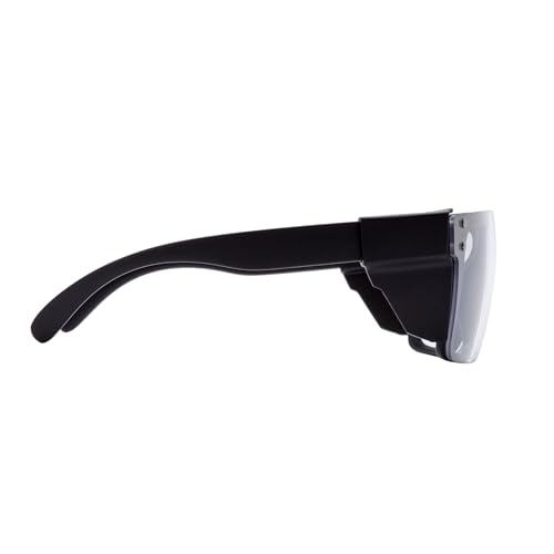 Image of Offray UV400Transition Photochromic Safety Glases Light to Dark Grey Lenses ANSI Z87 Impact Approved Wraparound Style Frame (Black)