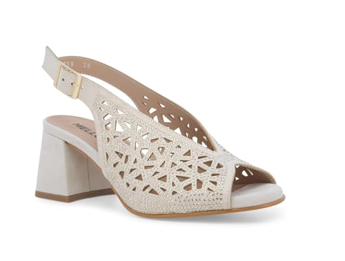 Sandale Bijou ajourée en daim beige clair pointure 42 pour femme raffinée