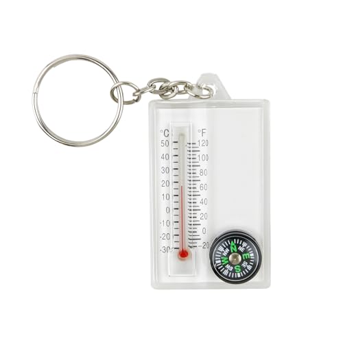 YS0911 Small Compasses Thermometer Keychain Pocket Sized Keyring Gear for Camping Hiking Backpacking Survival Keychain Attachment