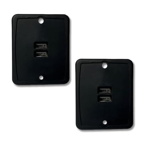 VMDLKB 2 Pack RV Dual-Port USB Charging Outlet 5V Black Trailer Camper Motorhome Cover
