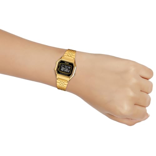 Image of Casio Unisex-Adult Vintage LA680WGA-1BDF Black Digital Dial Gold Stainless Steel Band D205