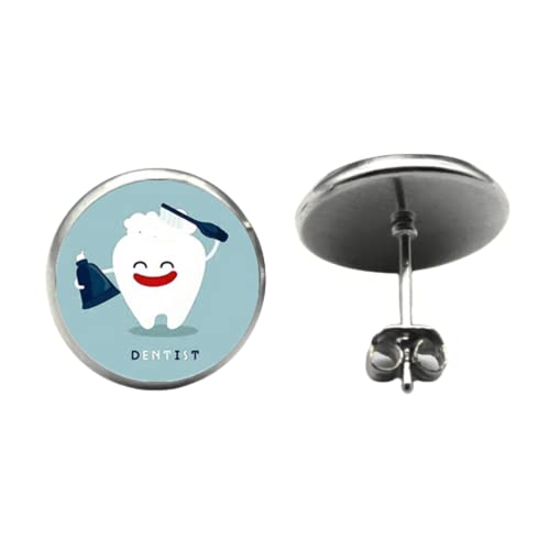 I Love Tooth Dentista Orecchini a bottone Mini Spazzolino Dentifricio Zanne orecchini Moda Gioielli Uomini e Donne Regali Hipster, Zinco