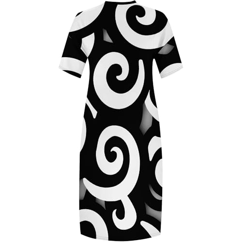 Image of Plus Size Maxi Dress for Women Short Sleeve V Neck Casual Loose Sundress with Pockets