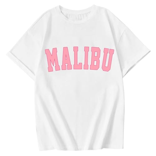 Cute Girls Graphic Tees Preppy Aesthetic Loose Trendy T Shirts for Kids Soft Casual Vacation Letter Print Tops