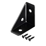 uxcell 4Pcs Angle Corner Brackets 38mm x 38mm, Cold Rolled Steel Braces Joining Support with Screws for Desk Bed Edge (Black)