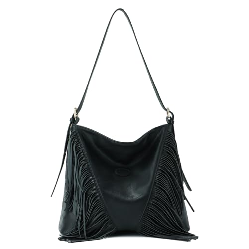 LUI SUI Vintage Fringe Shoulder Bags For Women Tassle Hobo Bags Large Crossbody Fringe Purse