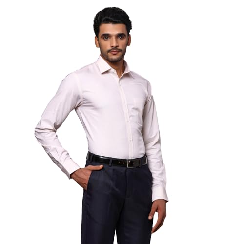 Image of Park Avenue Men Slim Fit Fil-A-Fil Pattern Pure Cotton Semi Cutaway Collar Full Sleeve Formal Shirt