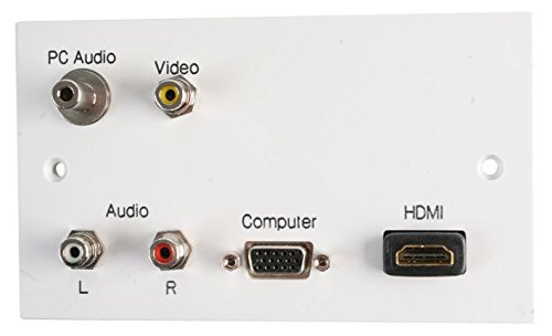 PRO SIGNAL 2 Gang Plug & Play Multimedia Wallplate - HDMI, VGA, RCA, Composite Video & 3.5mm Stereo Sockets - White, PELR0079