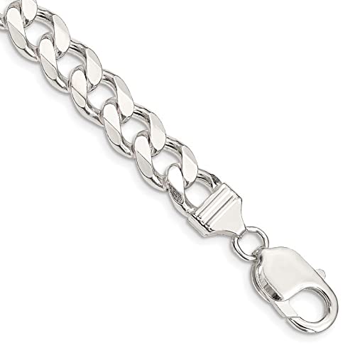 Italian 925 Sterling Silver Heavyweight Curb Cuban Necklace For Men, Thick Heavy Necklaces In Solid Sterling Silver, Mens Link Chain and Bracelet 6.75MM -9MM2